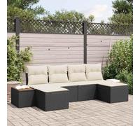 Generico Set Divano da Giardino con Cuscino 6 PCS Nero polyrattan,Nero,50.4kg,3348138