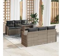 Generico Set Divano da Giardino con Cuscino 7 PCS Grigio Poly Rattan,Grigio,70.4kg,3357122
