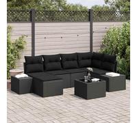 Generico Set Divano da Giardino con Cuscino 7 PCS Nero polyrattan,Nero,58.6kg,3347143