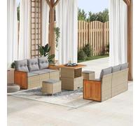 Generico Set Divano da Giardino con Cuscino 9 PCS Beige e Grigio Chiaro,Beige,82.8kg,3363257