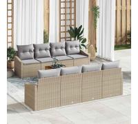 Generico Set Divano da Giardino con Cuscino 9 PCS Beige Poly Rattan,Beige,70kg,3347805
