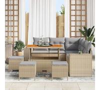 Generico Set Divano da Giardino con Cuscino 9 PCS Beige polyrattan,Beige,71.5kg,3362012