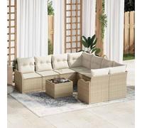 Generico Set Divano da Giardino con Cuscino 9 PCS Beige polyrattan,Beige,72.7kg,3345641