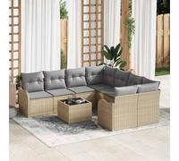 Generico Set Divano da Giardino con Cuscino 9 PCS Beige polyrattan,Beige,73.6kg,3345640