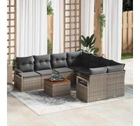Generico Set Divano da Giardino con Cuscino 9 PCS Grigio Poly Rattan,Grigio,70.6kg,3347685