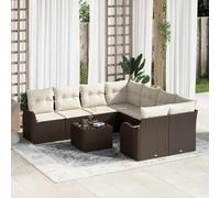 Generico Set Divano da Giardino con Cuscino 9 PCS Marrone polyrattan,Marrone,71.4kg,3345638
