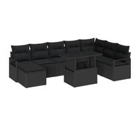 Genérico Set Divano da Giardino con Cuscino 9 PCS Nero,Nero,75.4kg,3348879