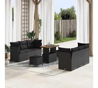 Generico Set Divano da Giardino con Cuscino 9 PCS Nero polyrattan,Nero,71.8kg,3361439
