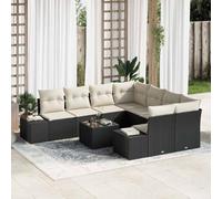 Generico Set Divano da Giardino con Cuscino 9 PCS Nero polyrattan,Nero,74.1kg,3346997