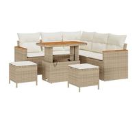 Genérico Set Divano da Giardino con Cuscino Beige Poly Rattan,Beige,66.6kg,3364996