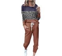 Generico Set Donna, t-Shirt Girocollo Patchwork a Blocchi di Colore, Maniche Lunghe, Camicetta, Pantaloni Lunghi, Leggings | Casual, Pigiama Calcio Ispirato, Comodo, Versatile, Autunno, Trendy