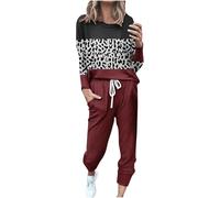 Generico Set Donna, t-Shirt Girocollo Patchwork a Blocchi di Colore, Maniche Lunghe, Camicetta, Pantaloni Lunghi, Leggings | Casual, Pigiama Calcio Ispirato, Comodo, Versatile, Autunno, Trendy