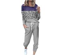 Generico Set Donna, t-Shirt Girocollo Patchwork a Blocchi di Colore, Maniche Lunghe, Camicetta, Pantaloni Lunghi, Leggings | Casual, Pigiama Calcio Ispirato, Comodo, Versatile, Autunno, Trendy