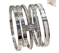 Generico Set elegante di 5 bracciali in acciaio inossidabile, design classico alla moda, bracciali che non si ossidano, per uso quotidiano e formale, per uomo e donna (B)