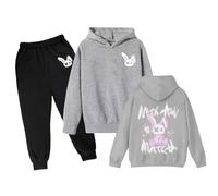Generico Set Felpa e Pantaloni da Jogging per Ragazze 2 Pezzi Abbigliamento casa Maniche Lunghe Girocollo a Gamba Larga con Zip/Pullover Moda Manica Lunga 2-14 Anni Completo Bambina