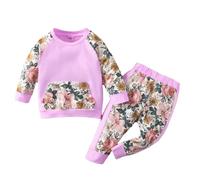 Generico Set Felpa e Pantaloni da Jogging per Ragazze,Bambine Pullover Maniche Lunghe Girocollo Abito Bambina Chic Ed Elegante con Svasati Autunno Inverno Outfit 2-14 Anni Completo