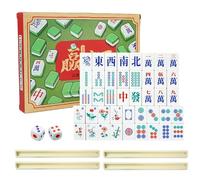 Generico Set Gioco Mahjong, Gioco Tradizionale Portatile Di Mahjong, Mini Set da Viaggio, Per Principianti Uomini Riunioni Famiglia Festa Compleanno Outdoor Campeggio Piscina Golf Montagna