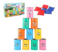 Generico Set Lancio Lattine per Bambini E Adulti - Gioco di Lancio da 16 Pezzi con 10 Lattine E 6 di Sabbia - Giochi da Esterno per Giardino, Spiaggia E Feste - Gioco di del Sacco di Fagioli