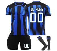 Generico Set Maglia da Calcio per Bambino 2024casa/visitatore Personalizzata Stampato con Nome e Numero Ragazzi CalcioAllenamento T-Shirt con Calze e Pantaloncini completo calcio Bambina Uomini