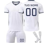 Generico Set Maglia da Calcio per Bambino 2024casa/visitatore Personalizzata Stampato con Nome e Numero Ragazzi CalcioAllenamento T-Shirt con Calze e Pantaloncini Completo Calcio de Bambina Uomini