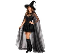 Generico Set mantello e cappello da con velo a rete, costume per Halloween