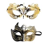 Generico Set mascherata per coppia,Set mascherata per coppia,2 coperture per il viso con benda in maschera - di maschere scintillanti, cosplay per il carnevale di Halloween
