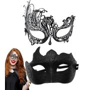 Generico Set mascherata per coppia,Set mascherata per coppia,2 coperture per il viso con benda in maschera - di maschere per lui e per lei, per costumi per il carnevale del ballo di fine anno