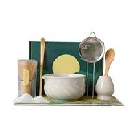 Generico Set matcha, ciotola, supporto for frusta da tè, mixer, for gli amanti, strumenti di preparazione(Dull)