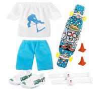 Generico Set mini scooter per dita | Mini Finger Skateboard con pantaloni e scarpe | Giocattoli di gioco del regalo di compleanno dei bambini di Halloween Party Favor
