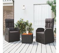 Generico Set Mobili Giardino 3pz Nero Polyrattan e Legno Massello Acacia,Nero,33.6kg,3157649