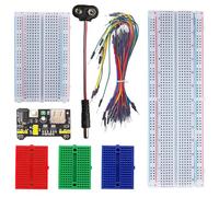 Generico Set Moduli Alimentazione breadboard a grandezza Naturale MB102 Include 3 schede in Miniatura e 65 Cavi Flessibili per la Progettazione circuiti Scheda prototipo distribuzione