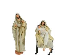 Generico Set Natività Artigianale in Stoffa con Asinello, Tessuto, Presepe Idea Regalo Statuine in Resina con Sacra Famiglia Personaggi da h. 33 cm Giuseppe Maria Gesù Bambino Santi (Bianco - Avorio)