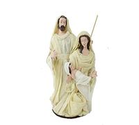 Generico Set Natività Artigianale in Stoffa Tessuto alta h. 25 cm BIANCA e Avorio Ricamata a mano Presepe Statuine ALTE LUSSO in juta naturale Sacra Famiglia Giuseppe Maria Gesù regalo Natale