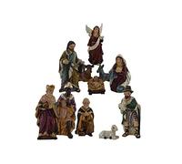 Generico Set Natività Rustica Presepe Statuine in Resina con 11 soggetti Personaggi da h. 12 cm Idea Regalo Giuseppe Maria Gesù Bambino Re Magi Asinello Bue