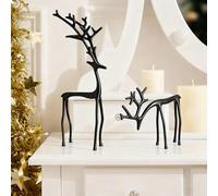 Generico Set of 2 Black Reindeer Statues,Black Reindeer Aluminum Alloy Christmas Figurines Decorations,Elegant Indoor Iron Reindeers Indoor Holiday Tabletop Ornaments for Mantel,Living Room (C)