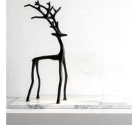 Generico Set of 2 Black Reindeer Statues,Black Reindeer Aluminum Alloy Christmas Figurines Decorations,Elegant Indoor Iron Reindeers Indoor Holiday Tabletop Ornaments for Mantel,Living Room (A)