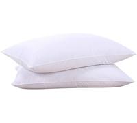 Generico Set of 2 Goose Feather Pillows 48 x 74 cm, White Double Bed Pillow, Long Soft Sleep Pillow, Bed Pair Pillows, Luxurious Hotel Bed Pillow, Machine Washable