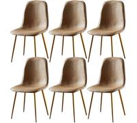 Generico Set Of 6 Dining Chairs Soft And Backrest Kitchen With Solid Metal Legs For Living Room Lounge Home(E)