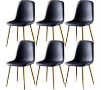 Generico Set Of 6 Dining Chairs Soft And Backrest Kitchen With Solid Metal Legs For Living Room Lounge Home(A)