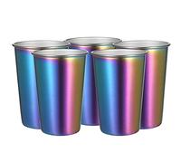 Generico Set of Stainless Steel Cups Bicchieri in acciaio inossidabile non rompibili con bocca larga per bevande calde e fredde Ideali Festa Uso interno