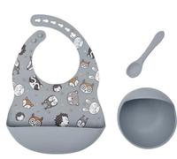 Generico Set pappa e svezzamento bavaglio con la tasca anticaduta e il piatto con la ventosa (B0D54WSXHW)
