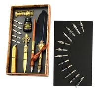 Generico Set penna e inchiostro d'oca | Penna d'oca Set Penna a immersione per calligrafia antica con inchiostro | Il set di inchiostri per penna piuma include a immersione, punte di ricambio