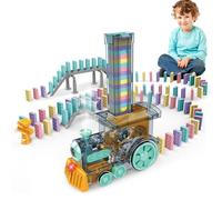 Generico Set per bambini Dominos - Trena di giocattolo Domino colorato, macchina Domino Stacker a batteria | Building Toy per l'asilo, gioco creativo per ragazzi, set di attività educative per la ca