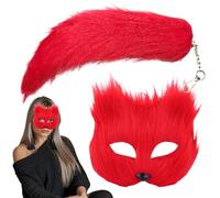 Generico Set per mascherata e coda di animali, set per cosplay di animali per ragazze | Set coda di animale,Copertura per il viso di un animale mezzo peloso per la festa di raccolta