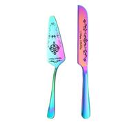 Generico Set per tagliare la torta per matrimoni, utensili da portata per posate,Set da dessert in acciaio inossidabile | Tagliatorta e per torta splendidamente incisi, elegante ricordo per gli sposi