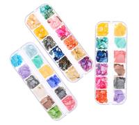 Generico Set per Unghie 3 Confezioni di Pezzi in Conchiglia Naturale di Abalone, Pratico e Lucido 36 Decorazioni Diverse e Scatola per Conservazione, per Manicure Quotidiana Stili multipli