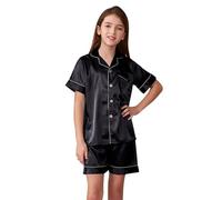 Generico Set Pigiama da Bambina in Cotone Leggero Estivo di Biancheria Notte per Ragazze Maglietta e Pantaloni Corti Bimbo Natalizio Bambino Abbigliamento 7-14 Anni