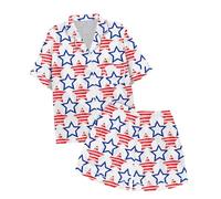 Generico Set Pigiama da Bambina in Cotone,Morbidi e Comodi Pigiami Tinta Unita Pantaloncini Ragazze Camicia Notte abbottonata Top Pantaloni Abiti per 2-12 Anni