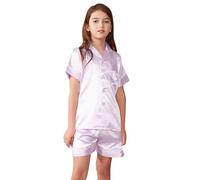 Generico Set Pigiama da Bambina in Cotone,Pigiama Ragazzo Lungo Tinta Unita e Pantaloncini con Stampa, Due Pezzi Pesante Morbido di Pantaloni Loungewear Ragazze 2-9 Anni