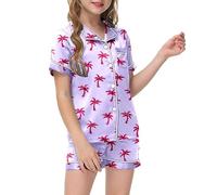 Generico Set Pigiama da Bambina in Cotone,Pigiami Due Pezzi Ragazza er Adolescenti Pigiami Ragazze Famiglia Camicie Notte per Top Pantaloni Abiti 2-12 Anni